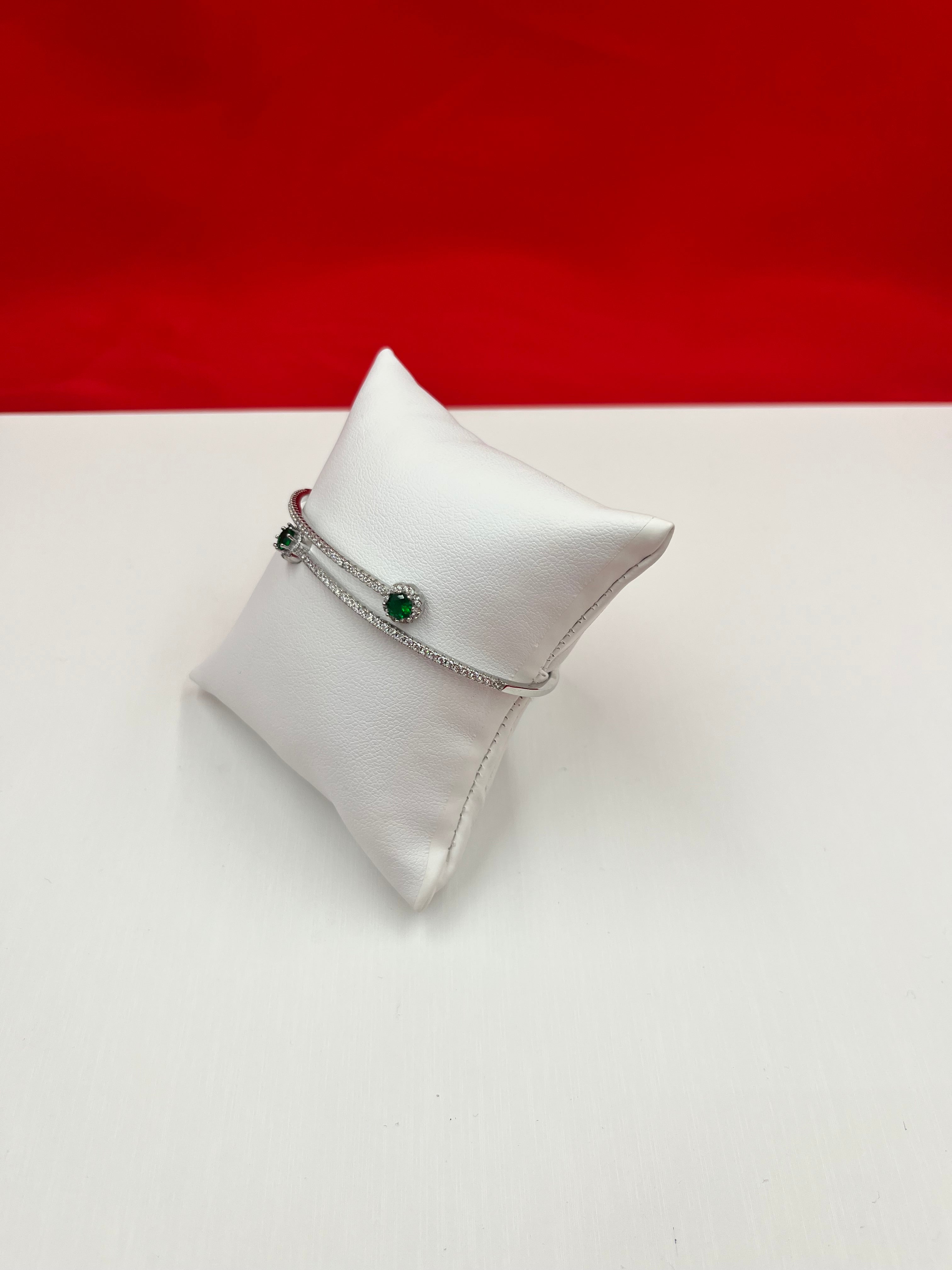 Green Gemstone Bangle Bracelet