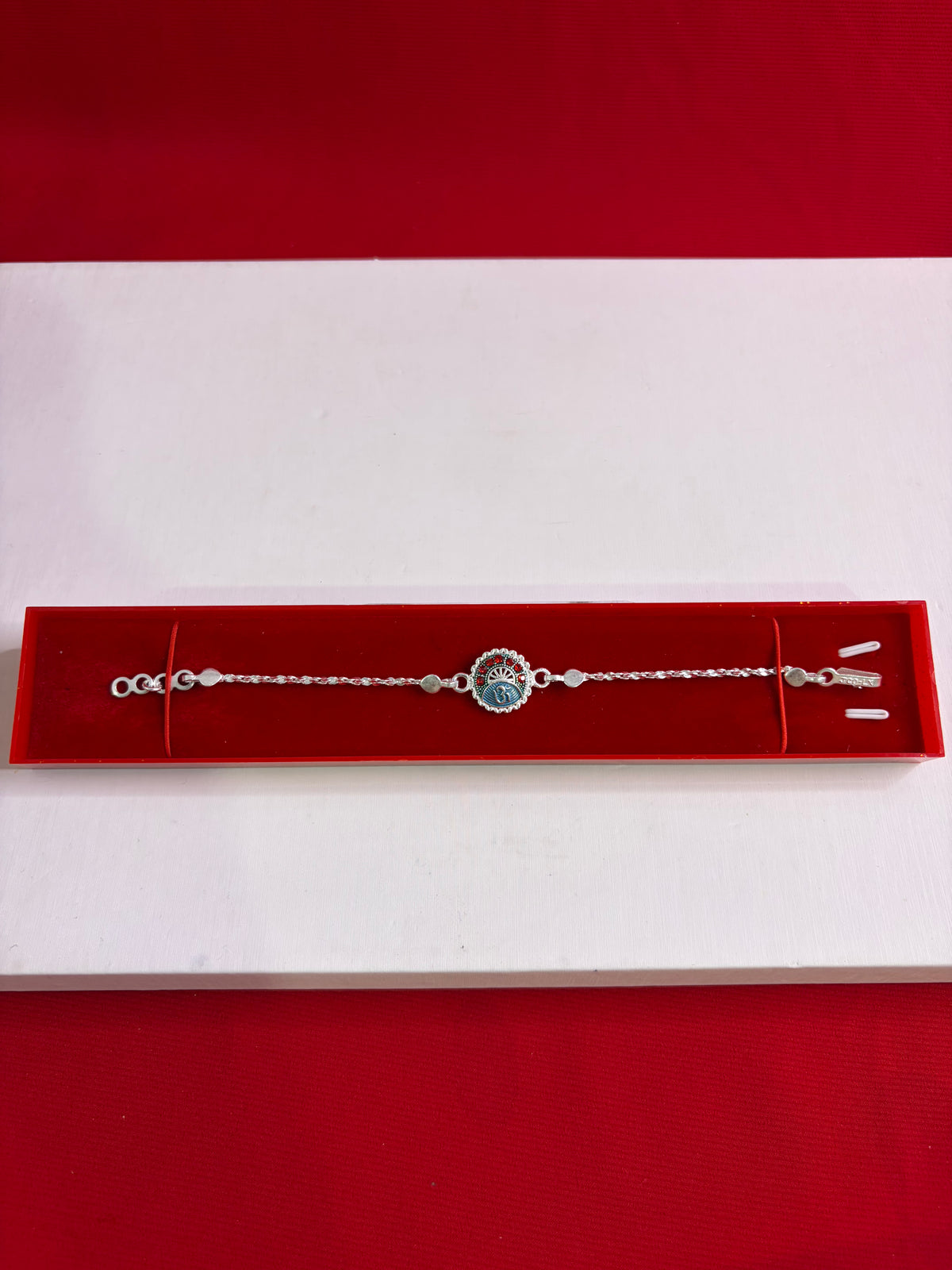 Pure Silver Rakhi Bracelet 7-7.6”(SR32)