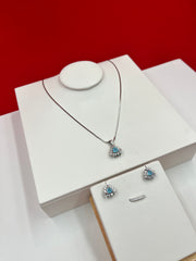 Teal Triangle Spark Pendant Set