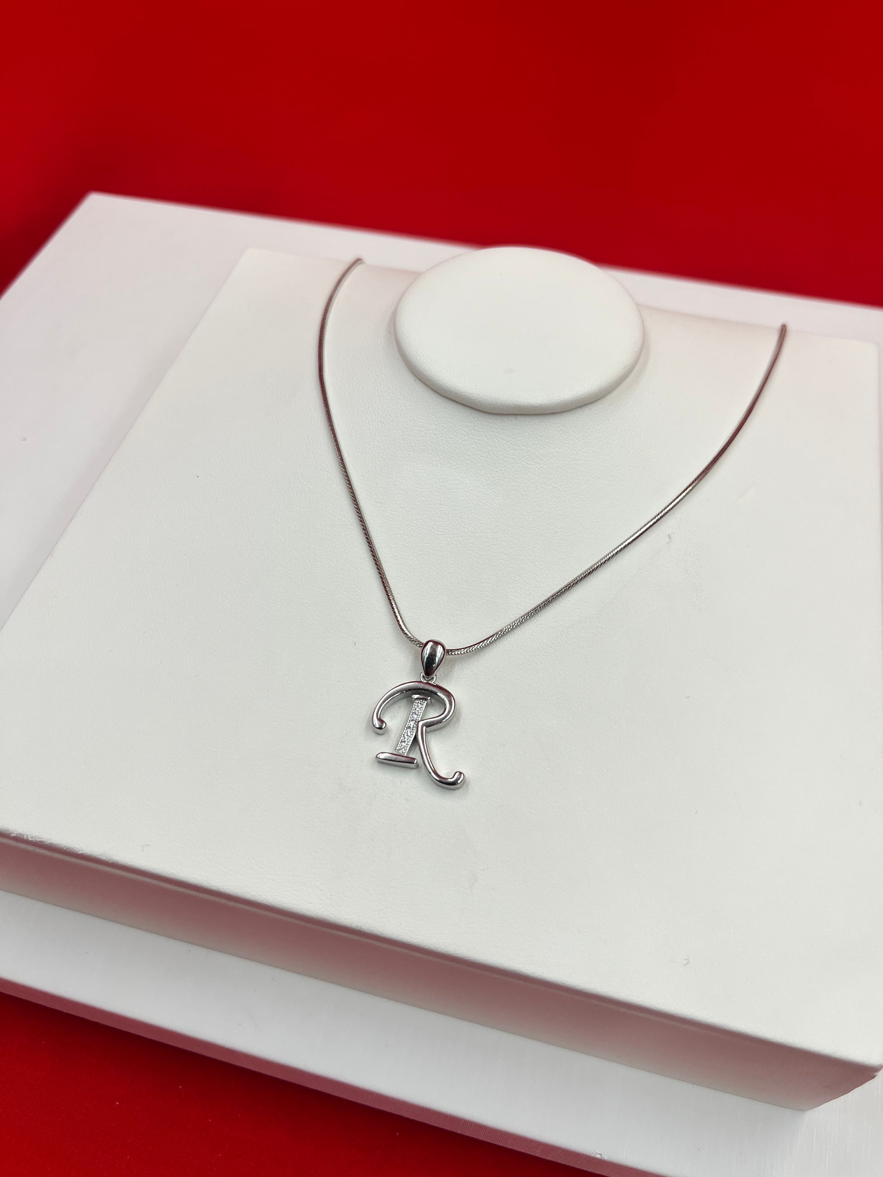 Pure Silver “R” Pendant Necklace