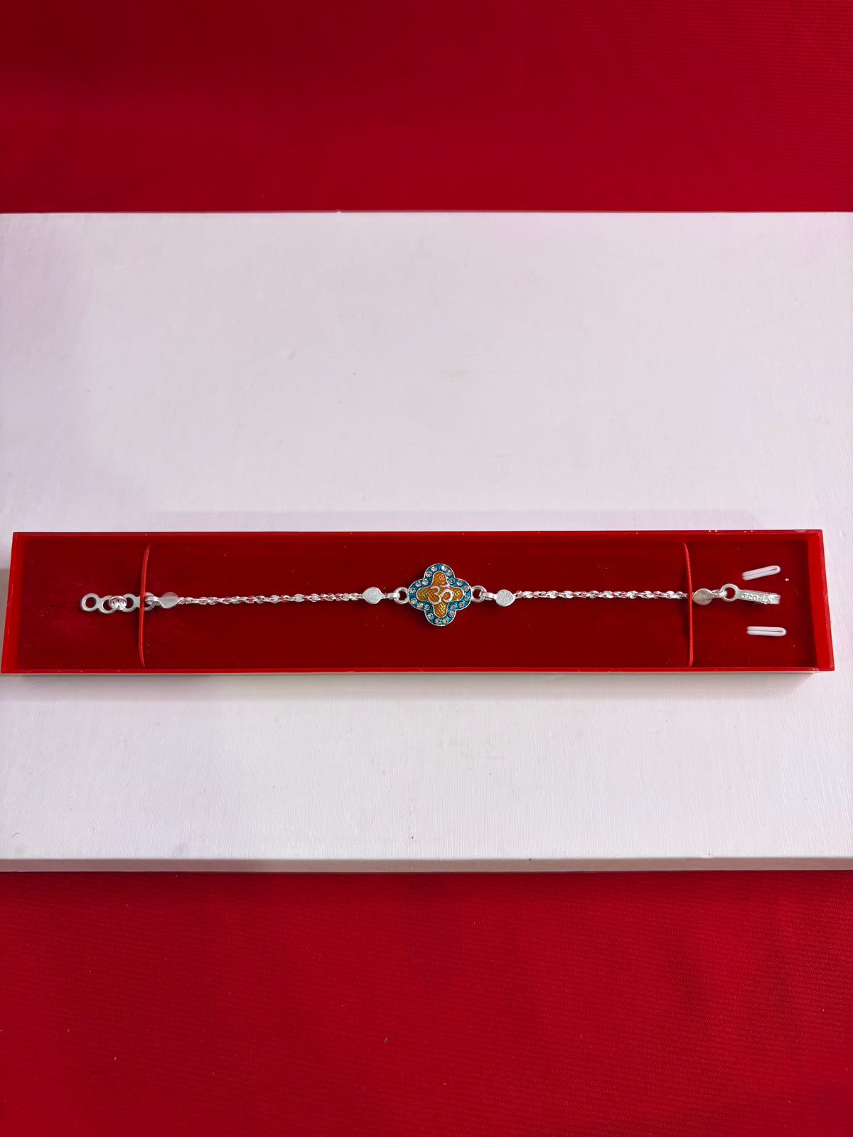 Pure Silver Rakhi Bracelet 7-7.6” (SR28)