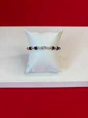 Pure Silver Black Bead Bracelet (WB142) (7.5 inch)