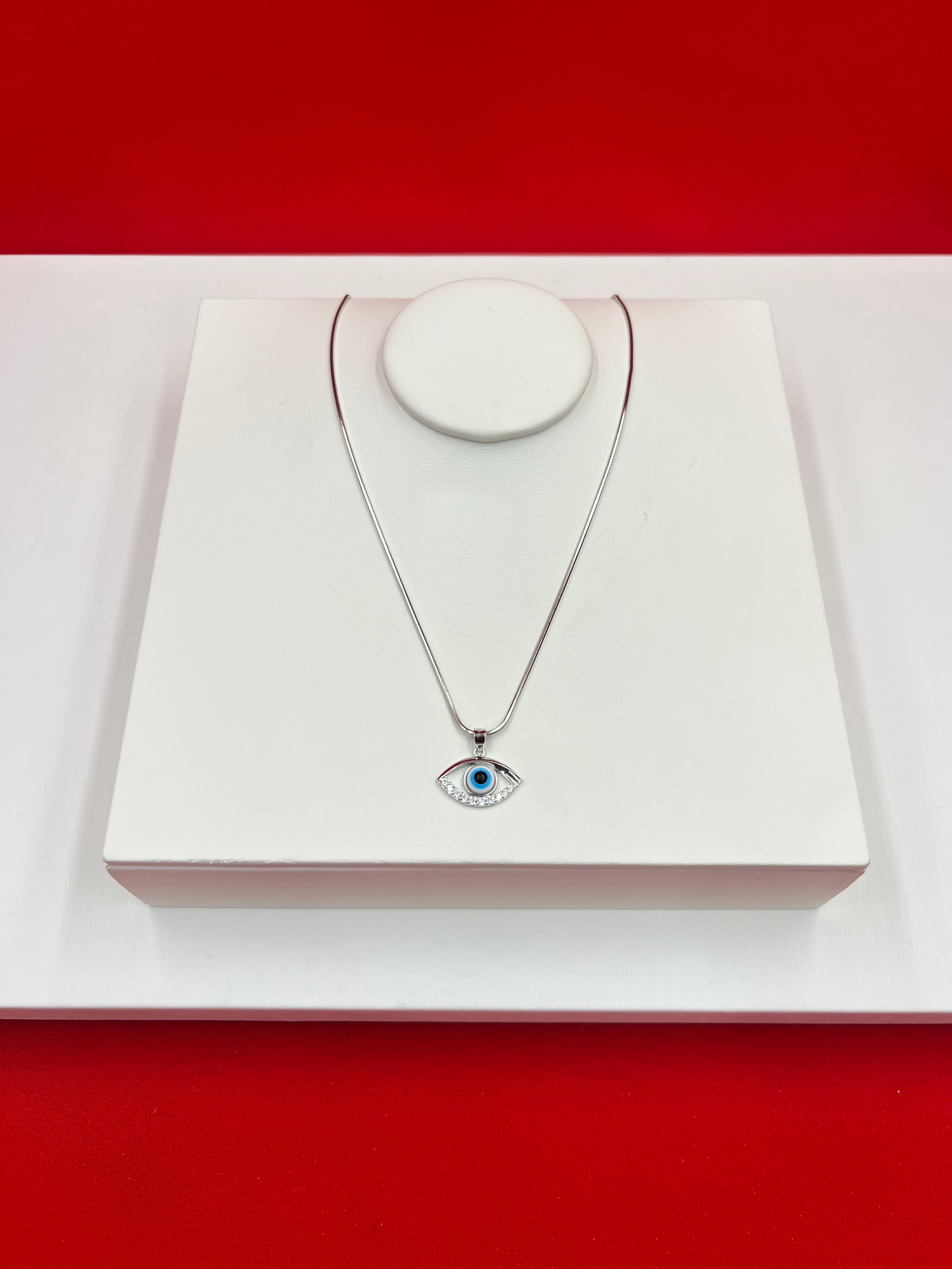 Evil-Eye Silver Pendant Necklace