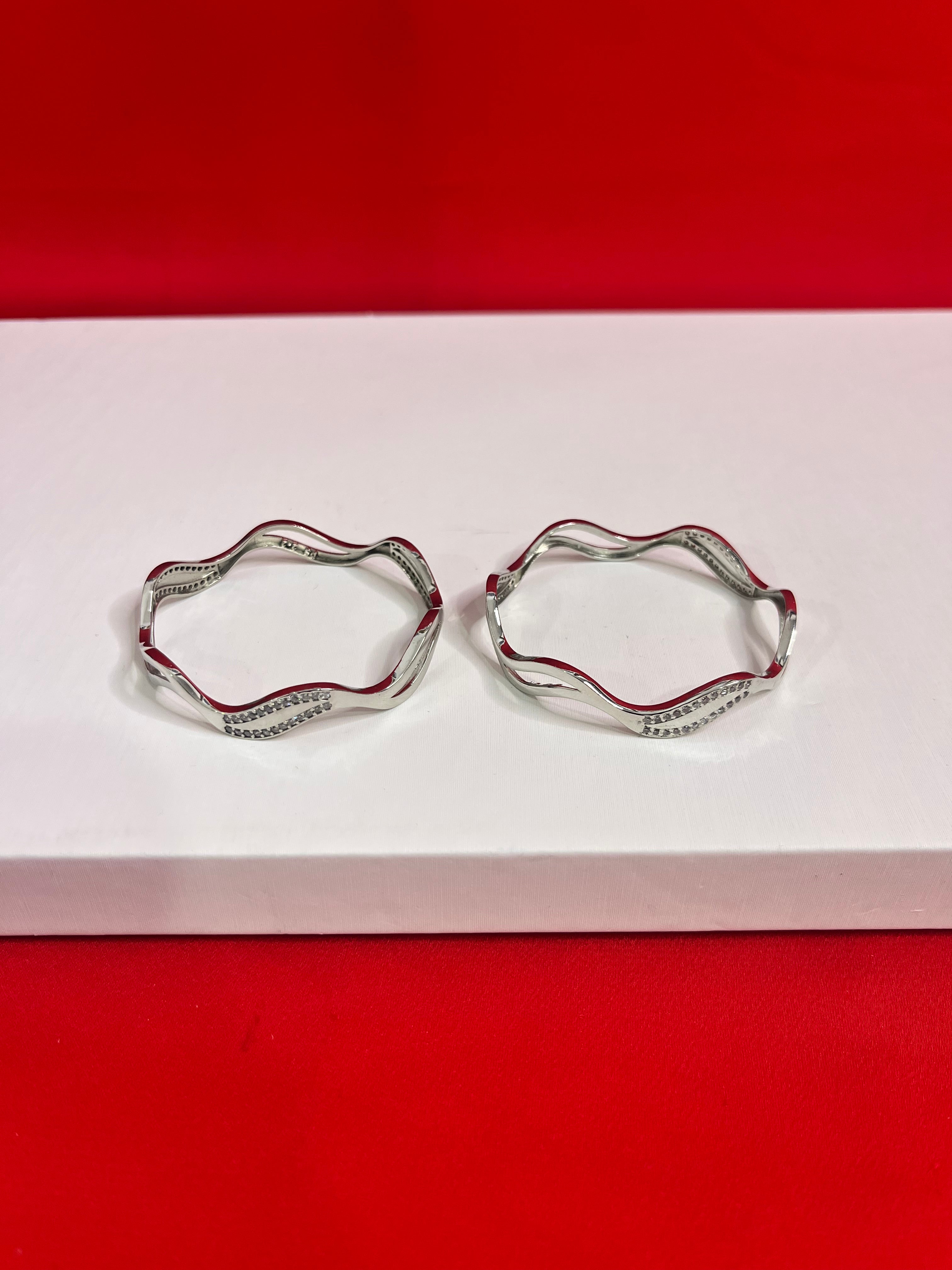 Pure Silver Bangle Pair 2.1
