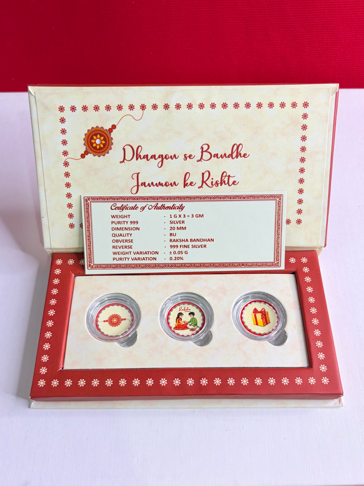 Pure Silver Rakhi Coins (1x3=3gm)