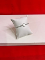 Fancy Clover Leaf Pure Silver Bangle Bracelet 2.4 (SB73)