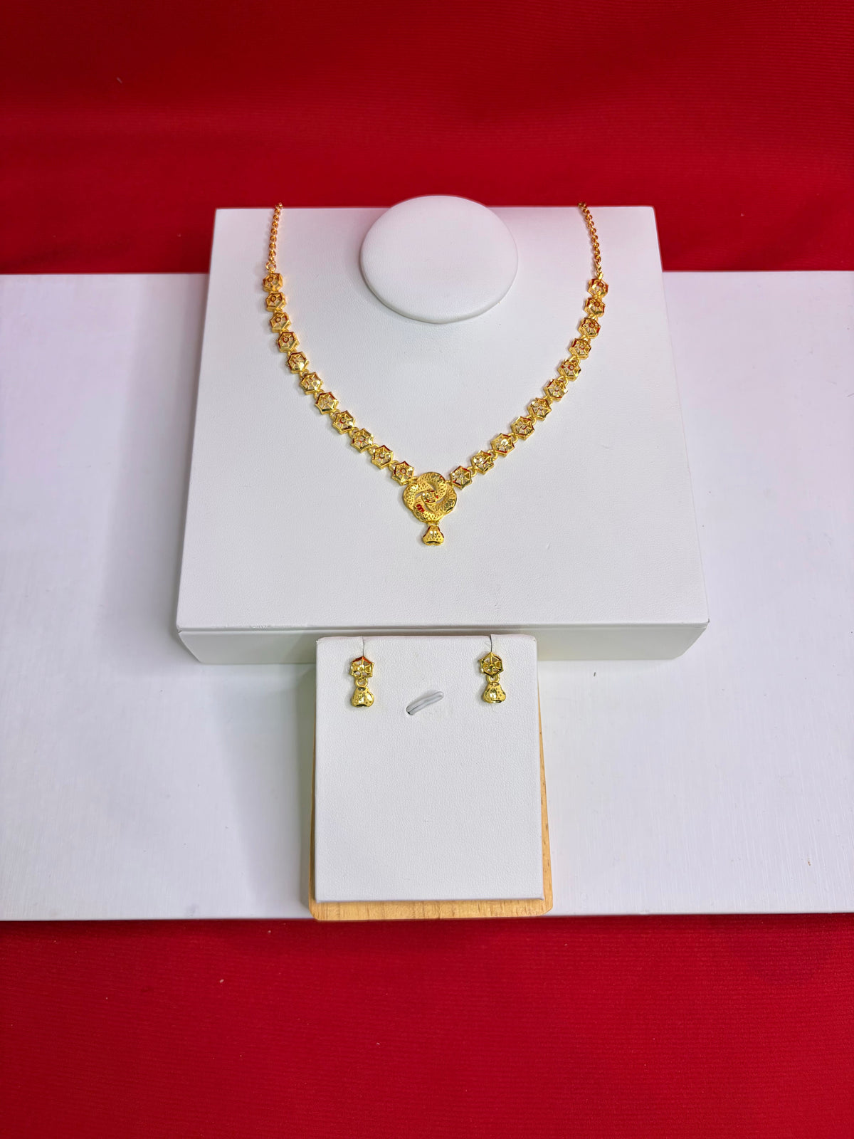 Pure Silver Gold Plated Necklace Set (GPS 8)