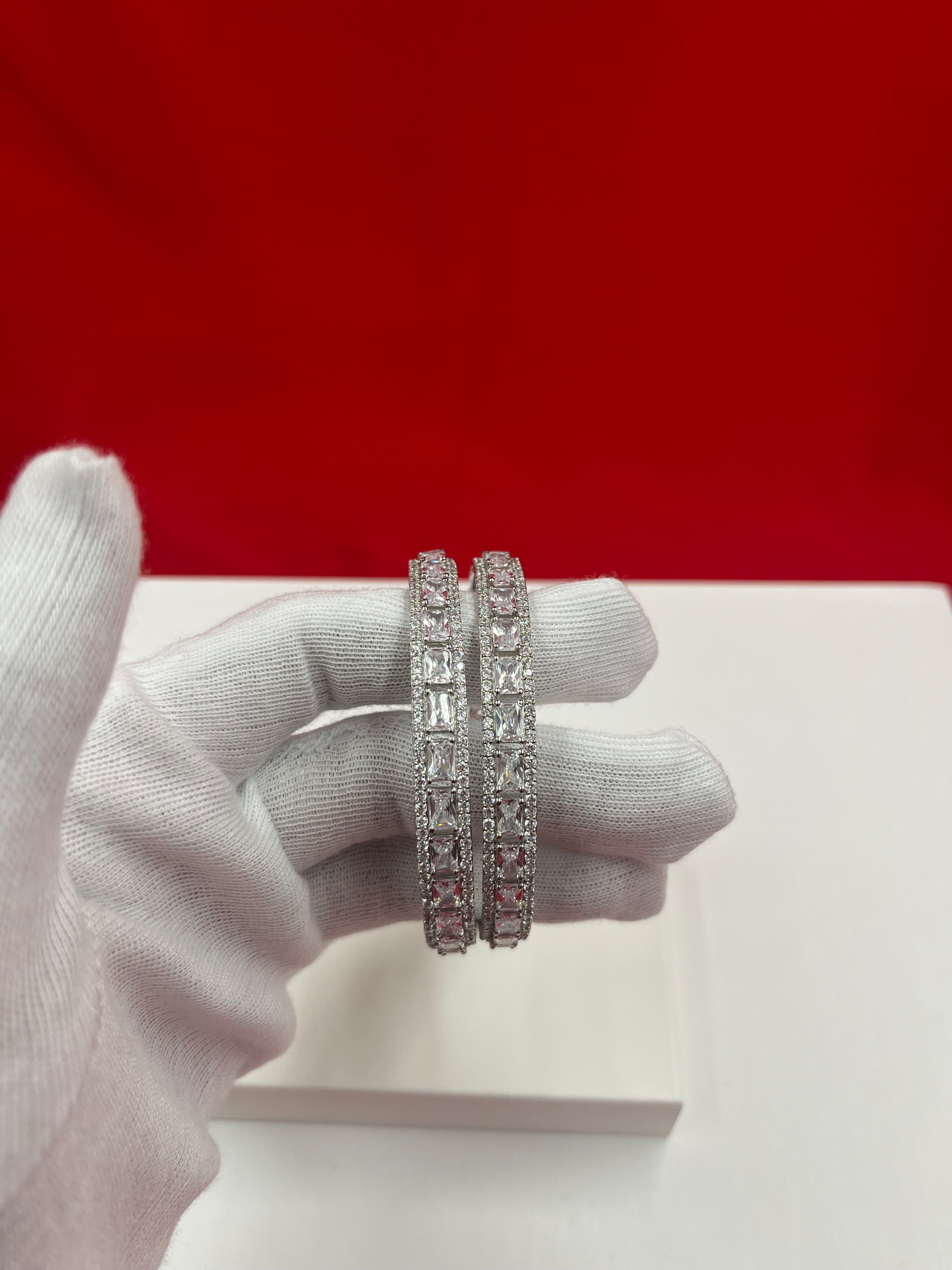 Pure Silver Full Stoned Bangles 2.4