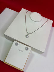 Pure Silver White Elevated Heart Pendant Set (WN147)