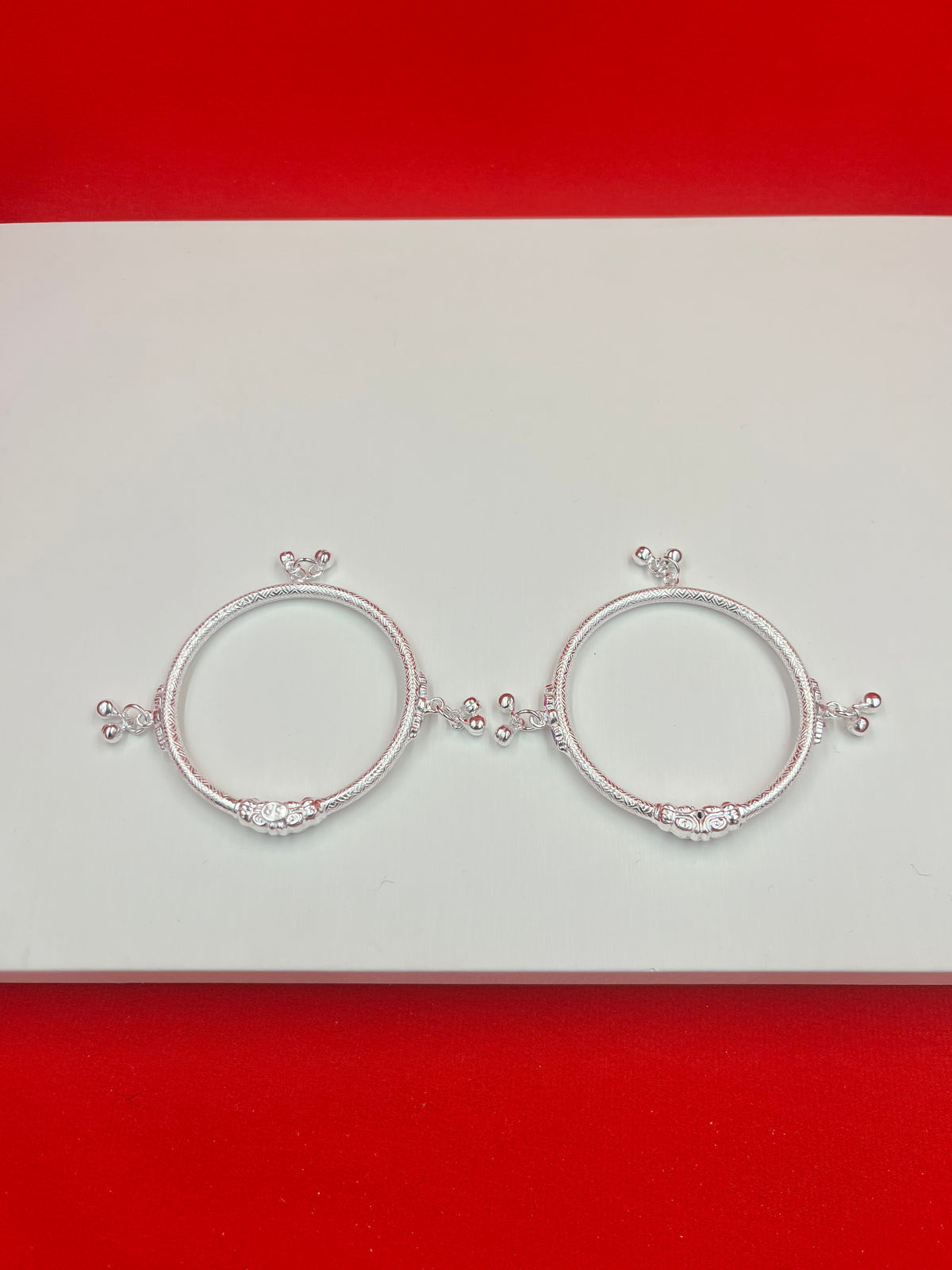 Pure Silver Ghungro Bangle Pair 2.2