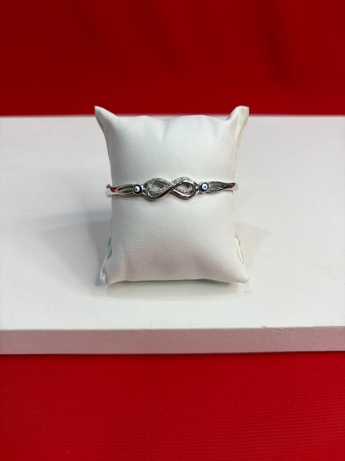 Women’s Pure Silver Evil Eye Bangle Bracelet (SB146)