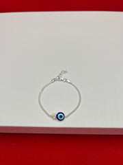 Kids Pure Silver Evil Eye Bracelet