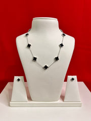 VC Clover Leaf Pure Silver Necklace Set (WN86)