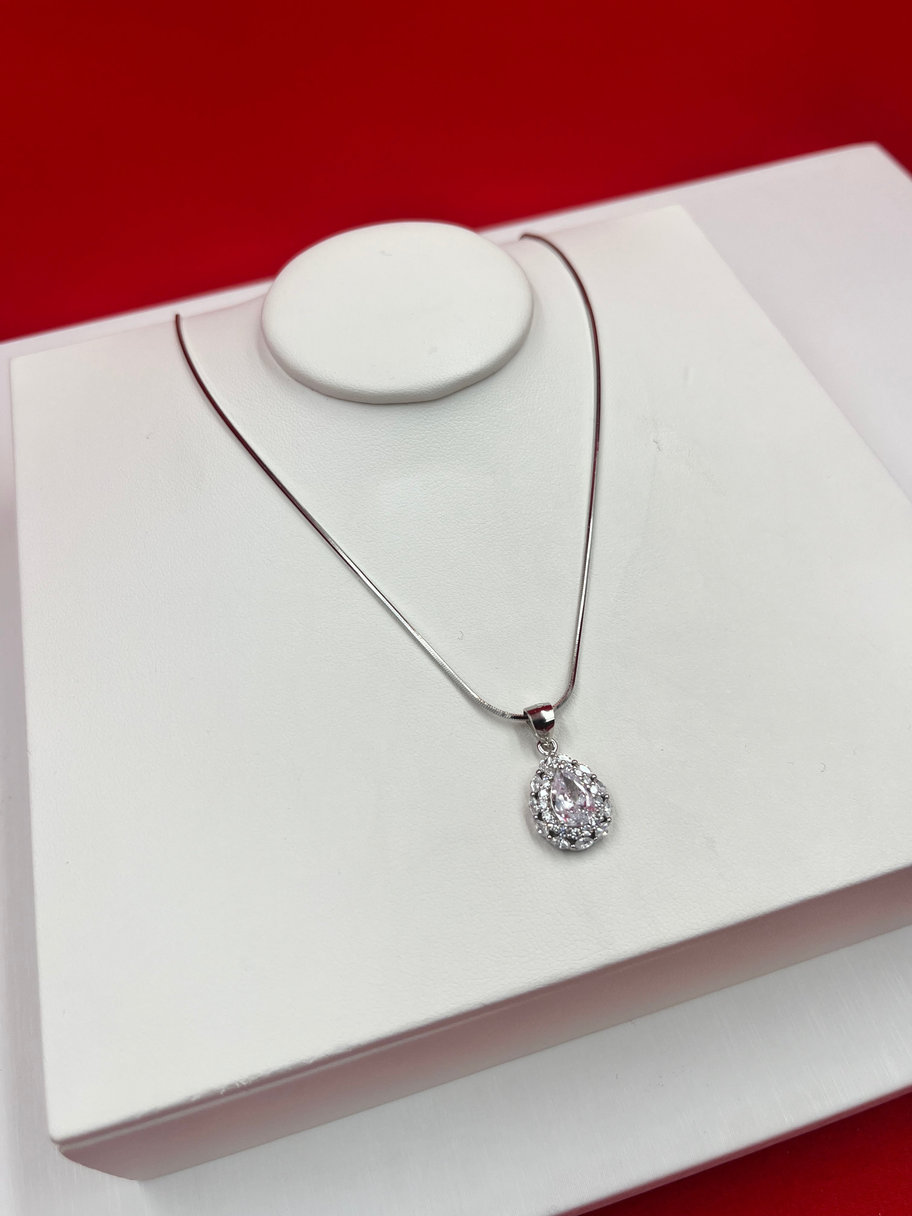 Teardrop Silver Pendant Necklace