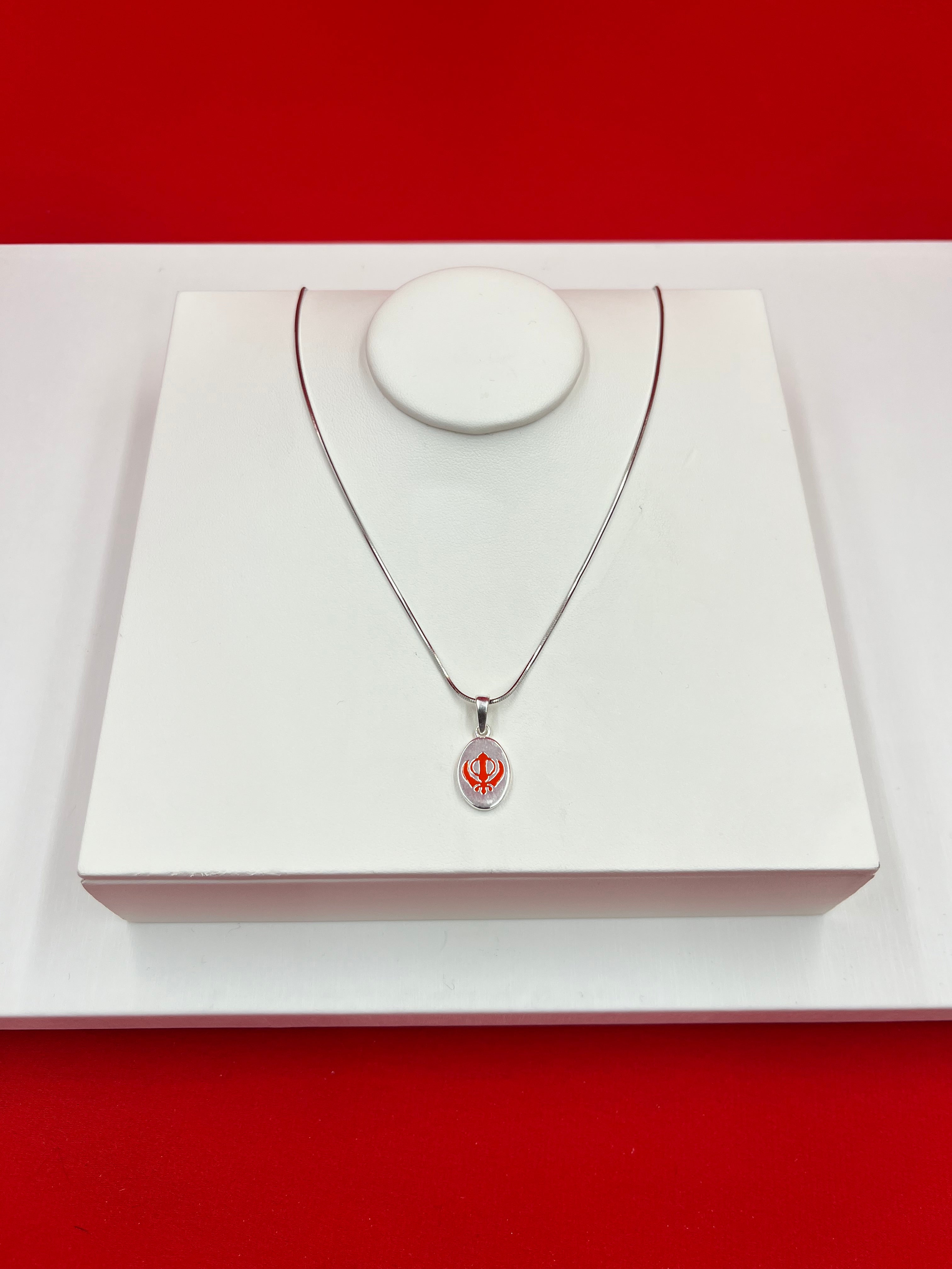 Khanda Sahib Silver Pendant Necklace