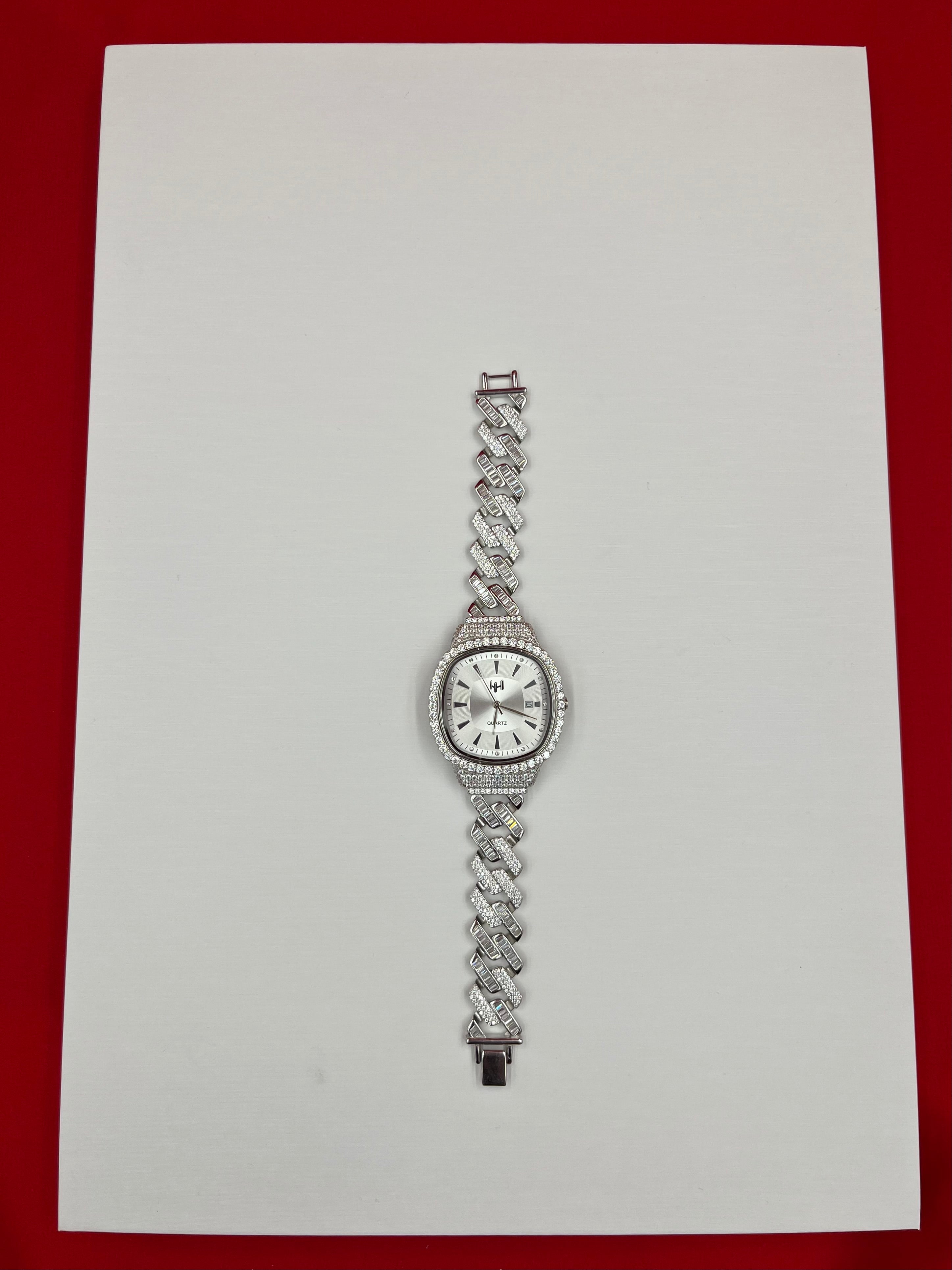 Men Iced Cut Diamond Cuban Link Watch