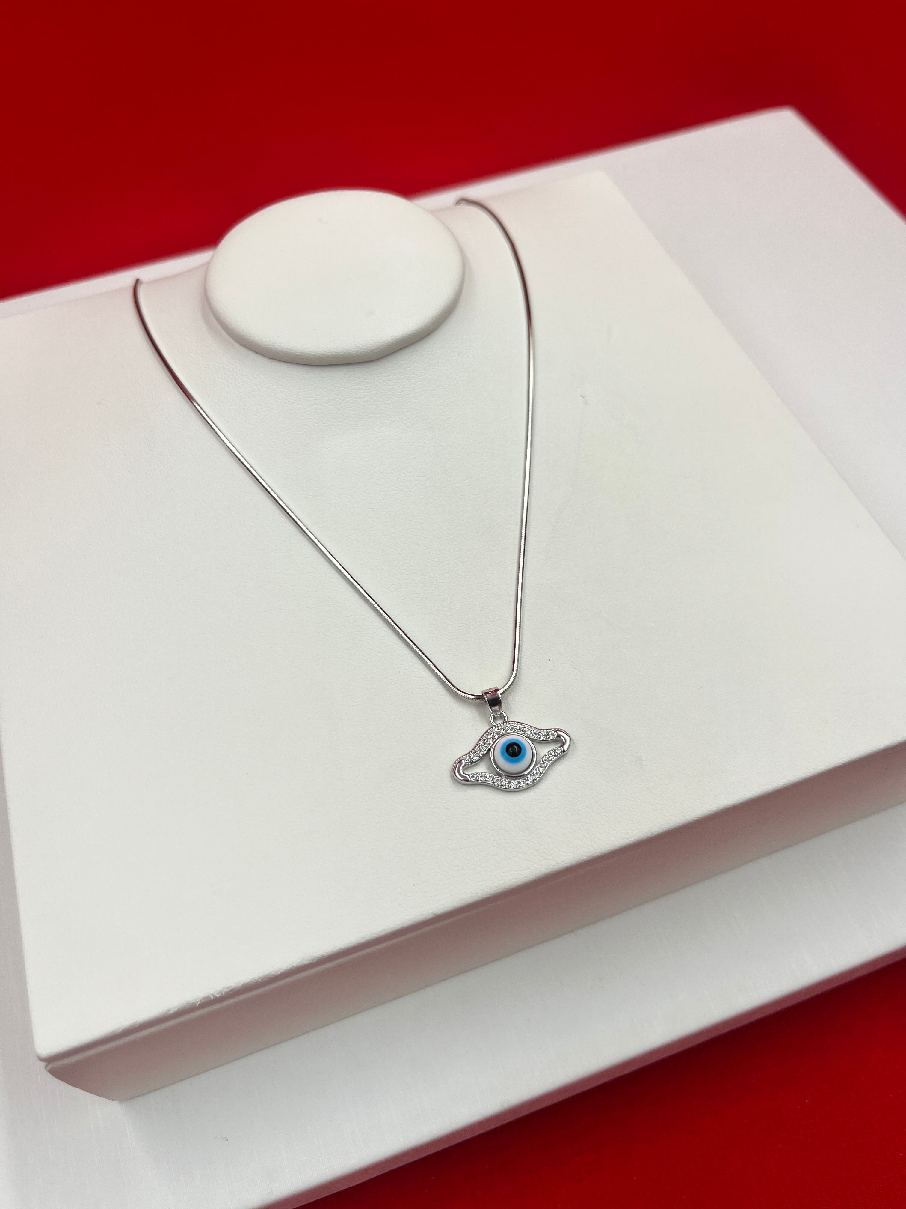 Evil-Eye Silver Pendant Necklace