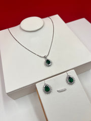 Rich Green Silver Pendant Set