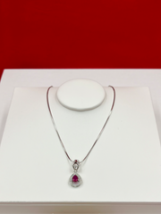 Maroon Pear shape Pendant Necklace