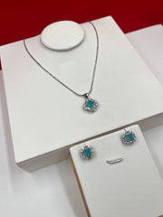 Turquoise Silver Pendant Set