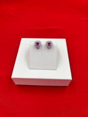 Vibrant Pink Silver Stud Earrings