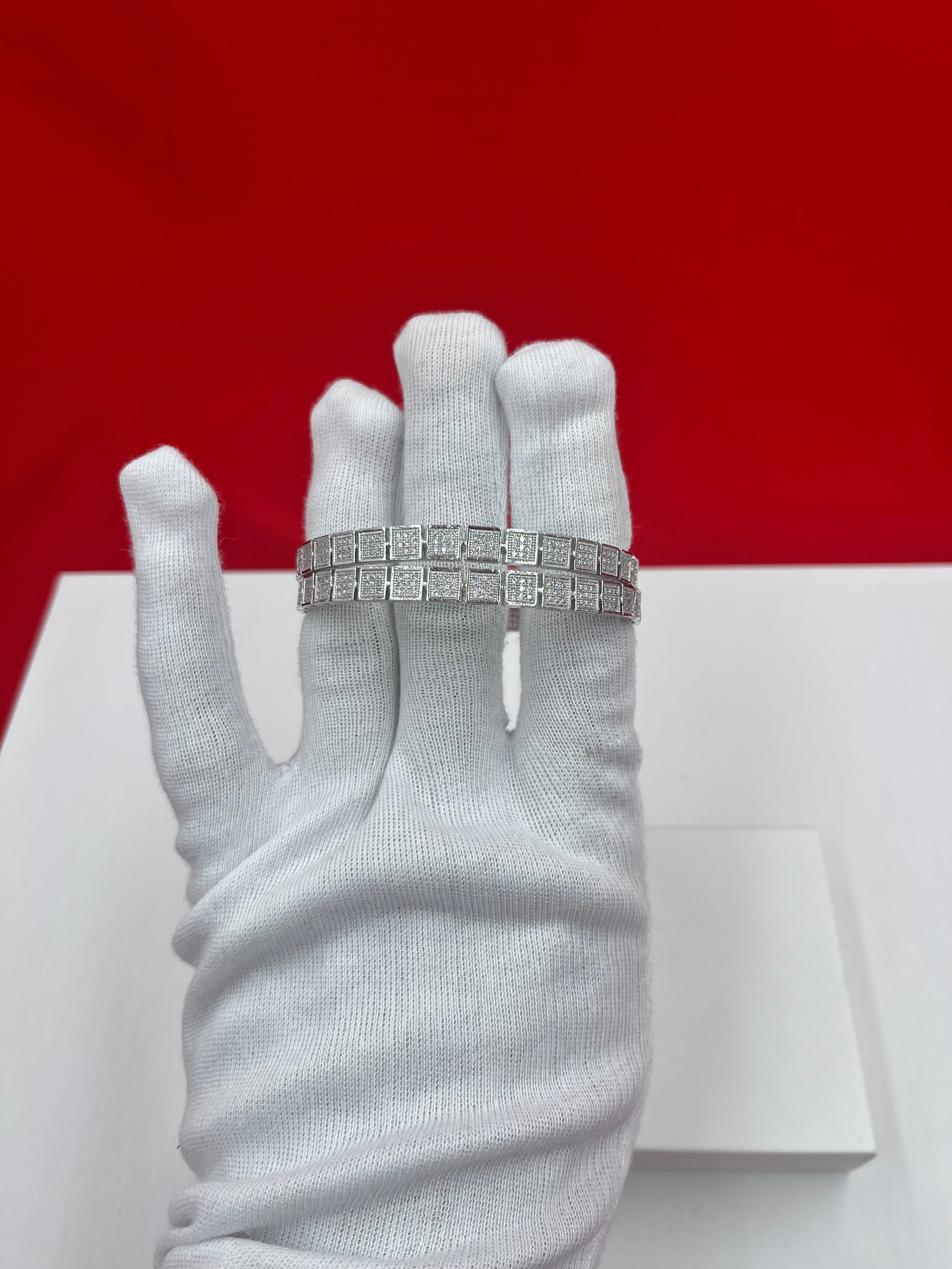 Women’s Fully Stoned Silver Bangle Pair 2.4