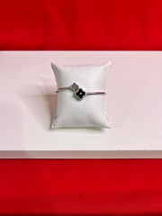 Fancy Clover Leaf Pure Silver Bangle Bracelet 2.6 (SB71)