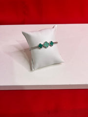 Fancy Clover Leaf Pure Silver Bangle Bracelet 2.4 (SB76)