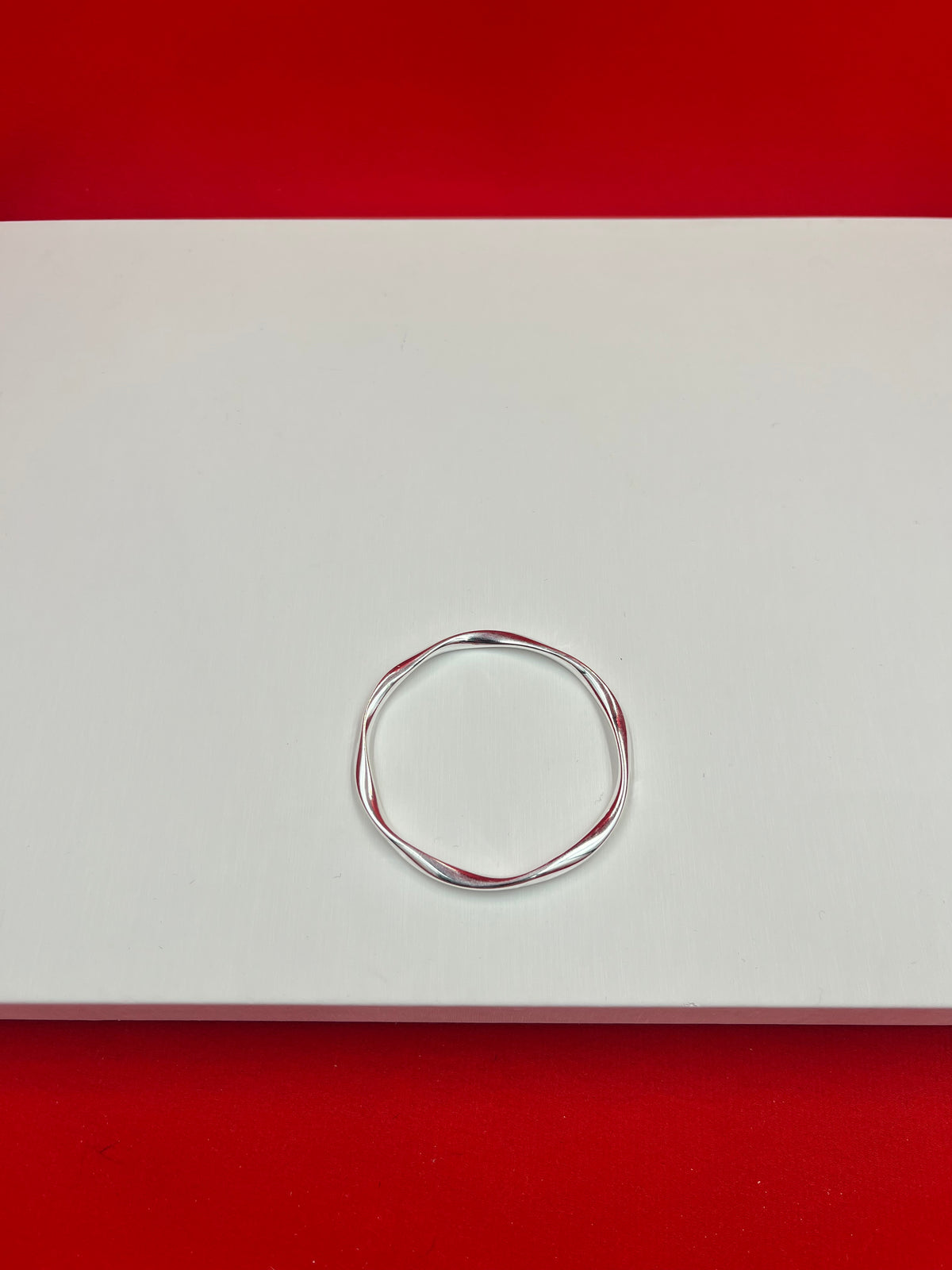 Elegant Twisted Silver Bangle 2.2