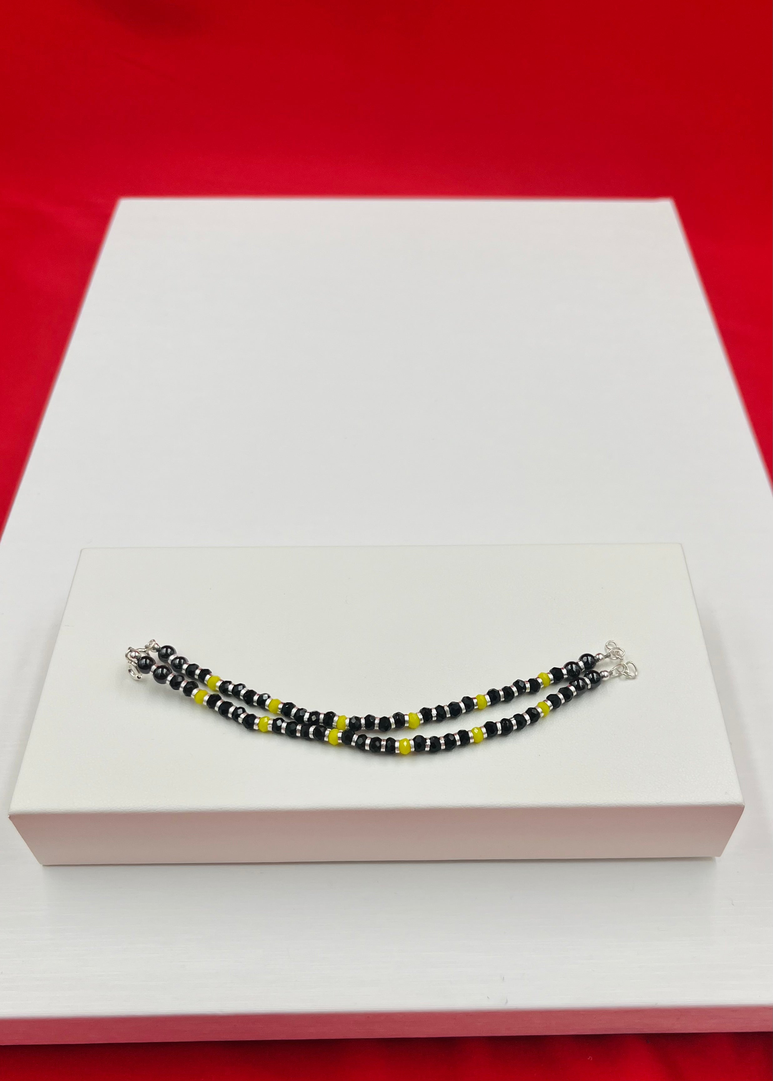 Kids Pure Silver Black Beads Bracelets (Nazariye)