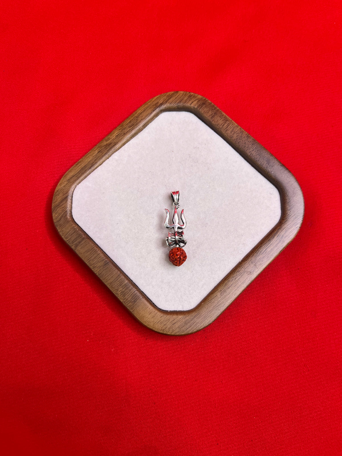 Pure Silver Rudraksha Trishul Pendant (SP46)