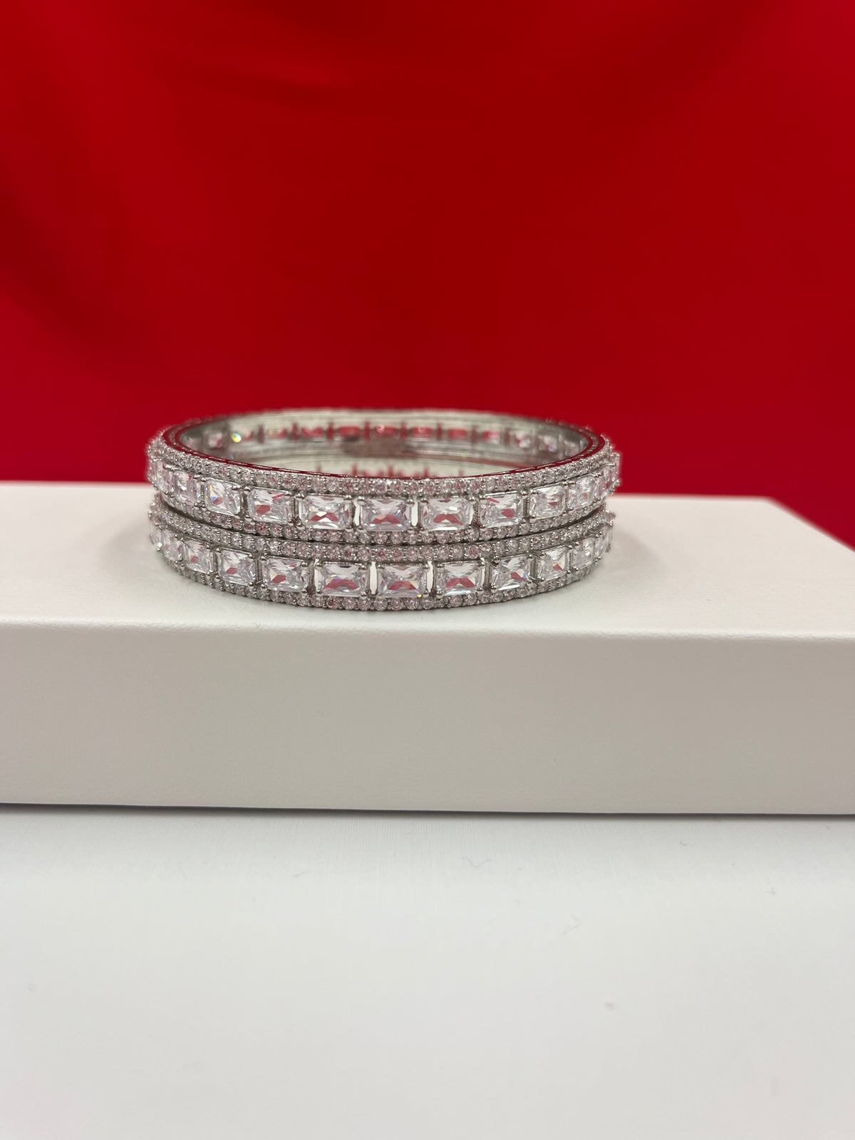 Pure Silver Full Stoned Bangles 2.4