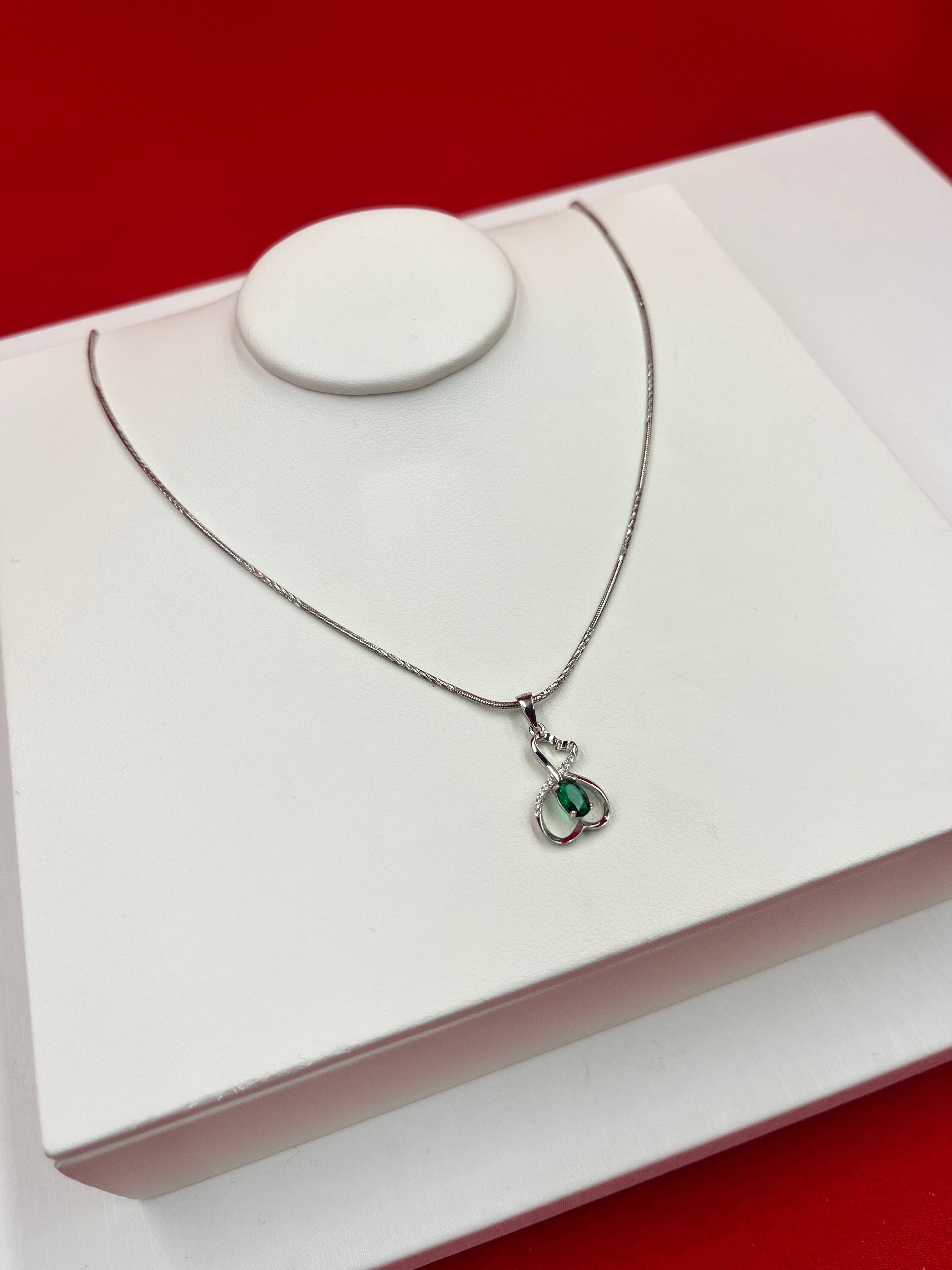Green Heart Whisper Pendant Necklace